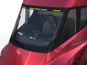 tesla semi truck with interior and trailer red 3D Model