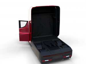 tesla semi truck with interior and trailer red Modèle 3D