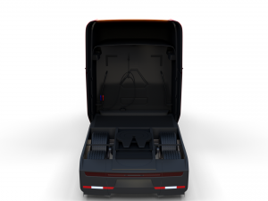 tesla semi truck with interior and trailer red Modèle 3D