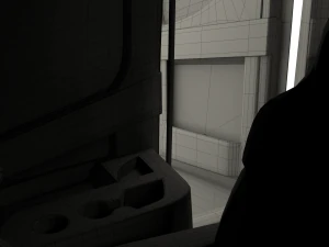 tesla semi truck with interior and trailer red 3D Model