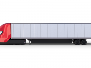 tesla semi truck with interior and trailer red Modèle 3D