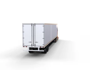 tesla semi truck with interior and trailer red 3D Model