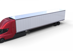tesla semi truck with interior and trailer red Modèle 3D