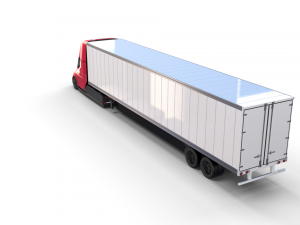 tesla semi truck with interior and trailer red Modèle 3D