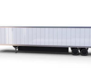 tesla semi truck with interior and trailer red 3D Model