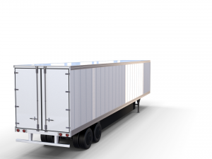 tesla semi truck with interior and trailer red Modèle 3D