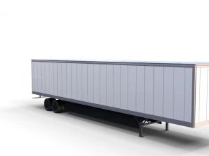 tesla semi truck with interior and trailer red 3D Model