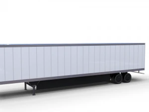 tesla semi truck with interior and trailer red 3D Model