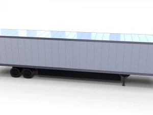 tesla semi truck with interior and trailer red 3D Model