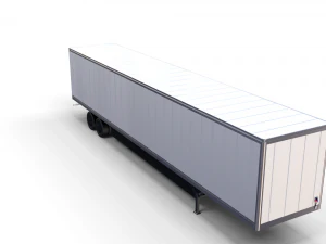 tesla semi truck with interior and trailer red 3D Model