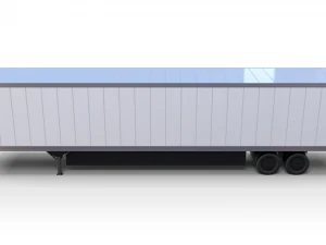 tesla semi truck with interior and trailer red 3D Model