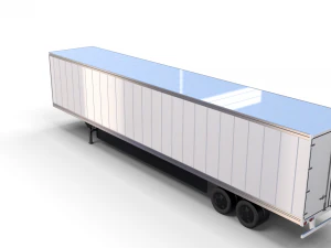 tesla semi truck with interior and trailer red 3D Model