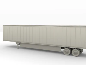 tesla semi truck with interior and trailer red 3D Model
