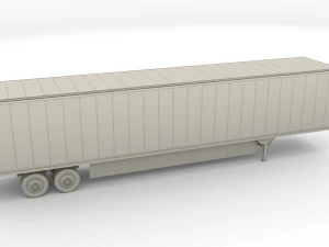 tesla semi truck with interior and trailer red 3D Model