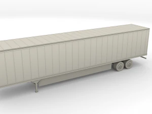 tesla semi truck with interior and trailer red 3D Model