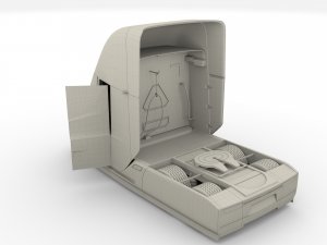 tesla semi truck with interior and trailer red Modèle 3D