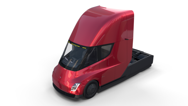 tesla semi truck with interior red Modello 3D .c4d .max .obj .3ds .fbx .stl .blend 