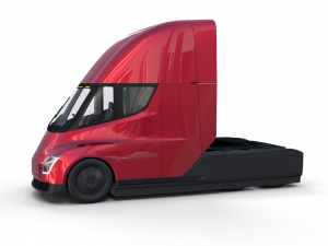 tesla semi truck with interior red Modello 3D