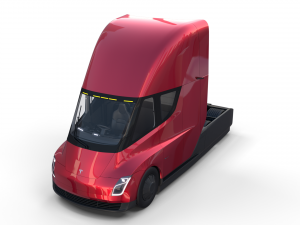 tesla semi truck with interior red Modello 3D