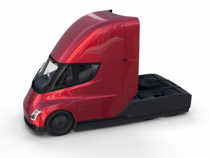 tesla semi truck with interior red Modello 3D