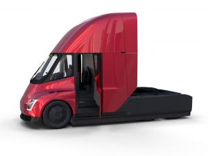 tesla semi truck with interior red Modello 3D