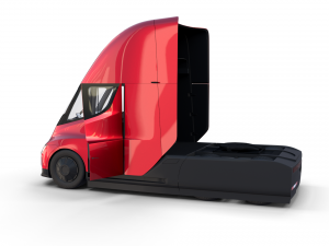 tesla semi truck with interior red Modello 3D