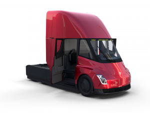 tesla semi truck with interior red Modello 3D