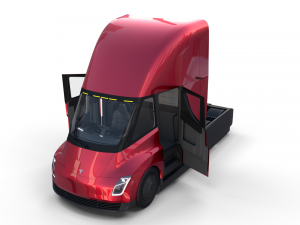 tesla semi truck with interior red Modello 3D
