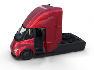tesla semi truck with interior red Modello 3D