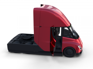 tesla semi truck with interior red Modello 3D