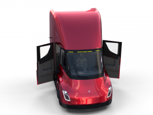 tesla semi truck with interior red Modello 3D