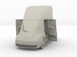 tesla semi truck with interior red Modello 3D