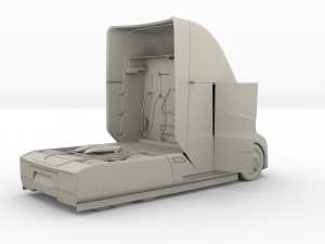 tesla semi truck with interior red Modello 3D