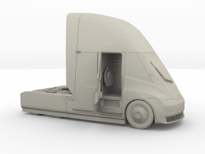 tesla semi truck with interior red Modello 3D