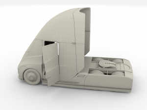 tesla semi truck with interior red Modello 3D