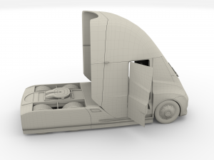 tesla semi truck with interior red Modello 3D