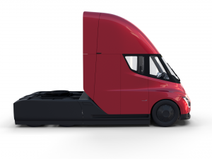 tesla truck with chassis interior and trailer red 3D Model