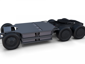 tesla truck with chassis interior and trailer red 3D Model