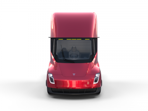 tesla truck with chassis interior and trailer red 3D Model