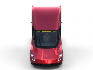 tesla truck with chassis interior and trailer red 3D Model