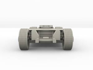 tesla truck with chassis interior and trailer red 3D Model