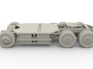 tesla truck with chassis interior and trailer red 3D Model