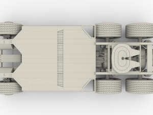 tesla truck with chassis interior and trailer red 3D Model