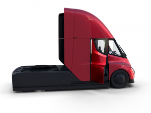 tesla truck with chassis interior and trailer red 3D Model