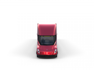 tesla truck with chassis interior and trailer red 3D Model
