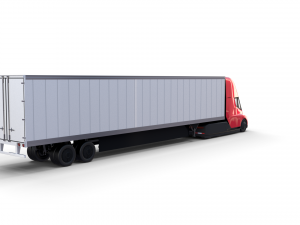 tesla truck with chassis interior and trailer red 3D Model