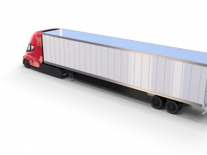 tesla truck with chassis interior and trailer red 3D Model