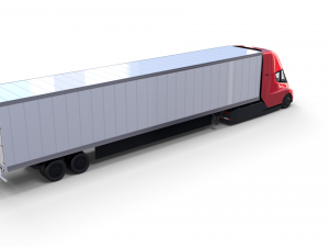 tesla truck with chassis interior and trailer red 3D Model