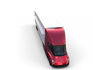 tesla truck with chassis interior and trailer red 3D Model