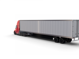 tesla truck with chassis interior and trailer red 3D Model